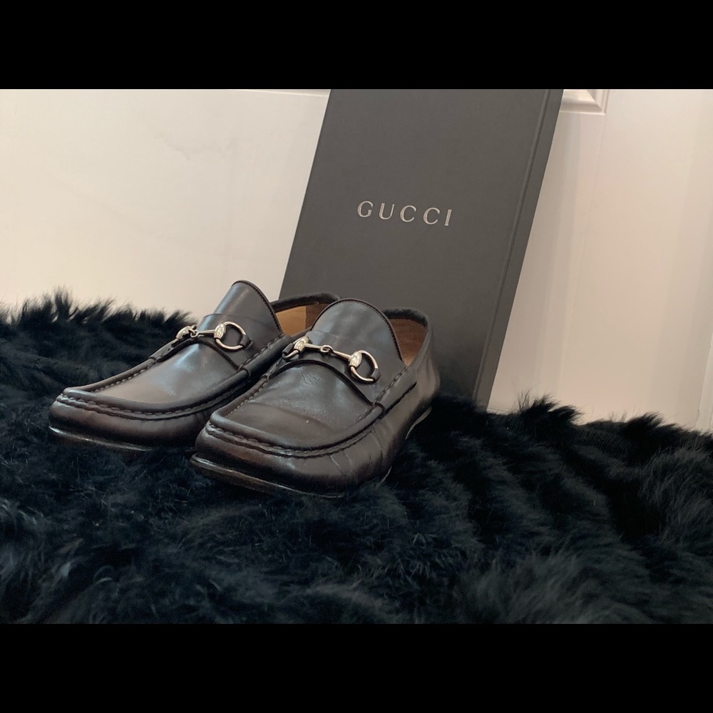 Brown leather Gucci loafers